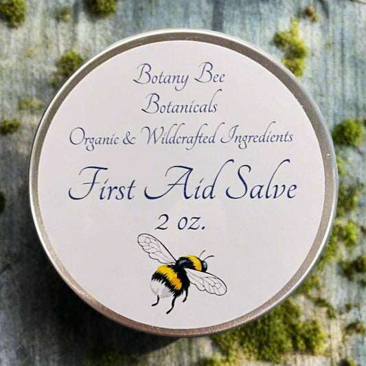Organic First Aid Salve with Plantain, Yarrow, Horsetail, Self-Heal, Lavender