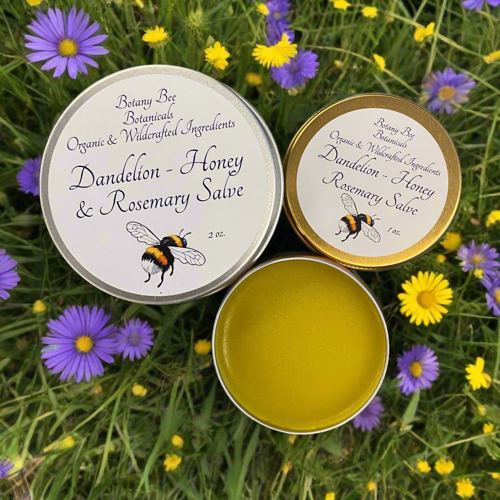 Dandelion honey rosemary salve tins