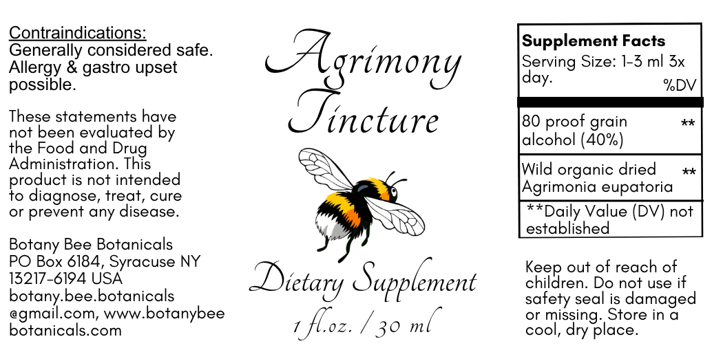Agrimony Tincture, Wild Organic Agrimonia Eupatoria Herbal Extract