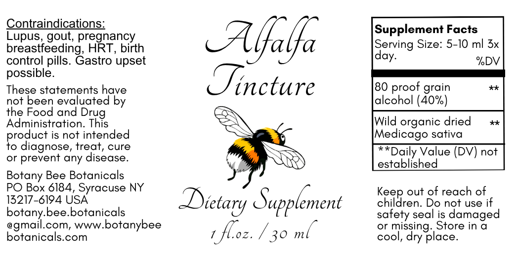 Alfalfa Tincture, Wild Organic Medicago Sativa Herbal Extract