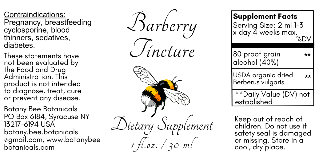 Barberry Root Tincture, USDA Organic Berberis Root Extract, Berberine