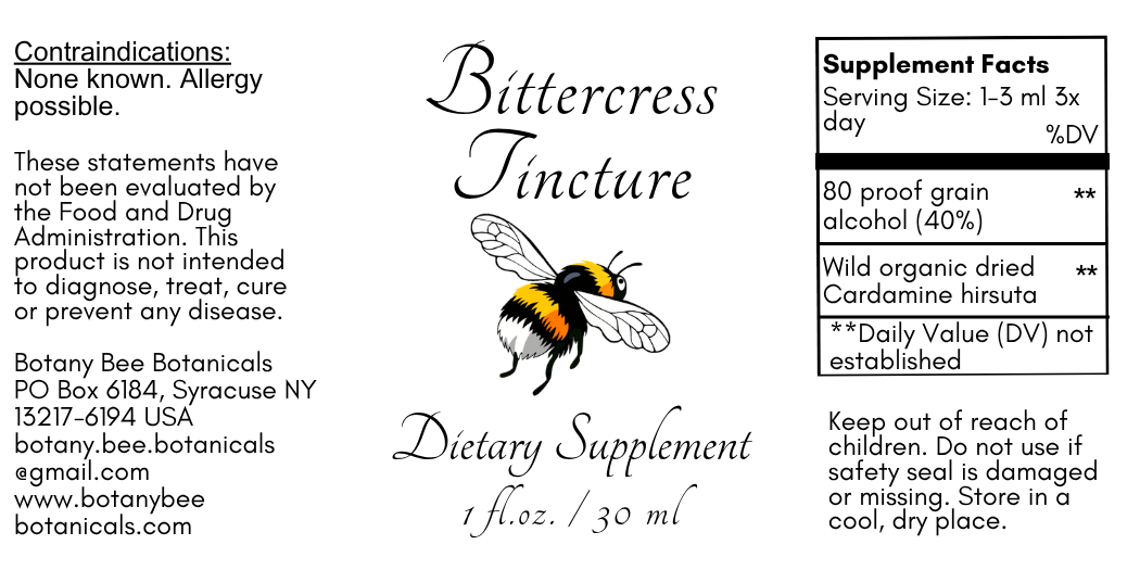 Bittercress Tincture, Wild Organic Cardamine Hirsuta Herbal Extract
