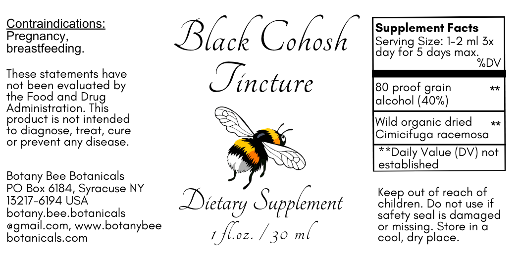 Black Cohosh Root Tincture, USDA Organic Actaea Racemosa Herbal Extract