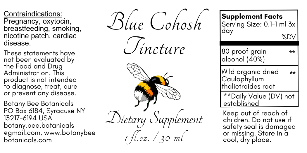 Blue Cohosh Tincture, Wild Organic Caulophyllum Thalictroides Herbal Extract