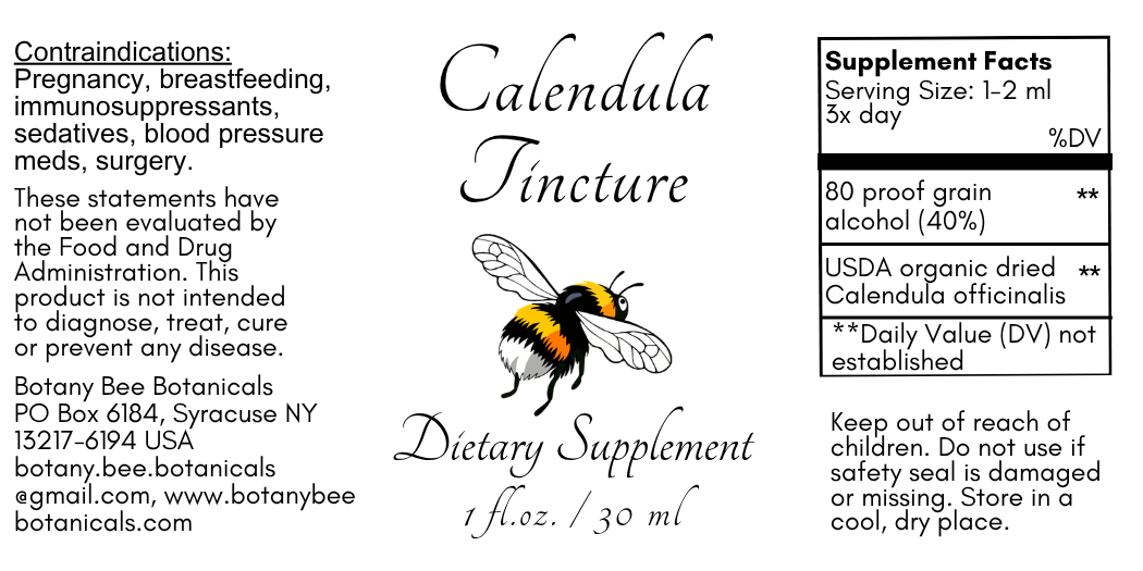 Calendula Tincture, USDA Organic Calendula Officinalis Extract