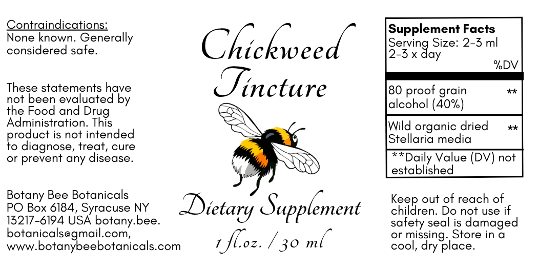 Chickweed Tincture, Wild Organic Stellaria Media Extract