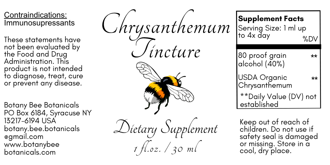 Chrysanthemum Tincture, USDA Organic Chrysanthemum Extract