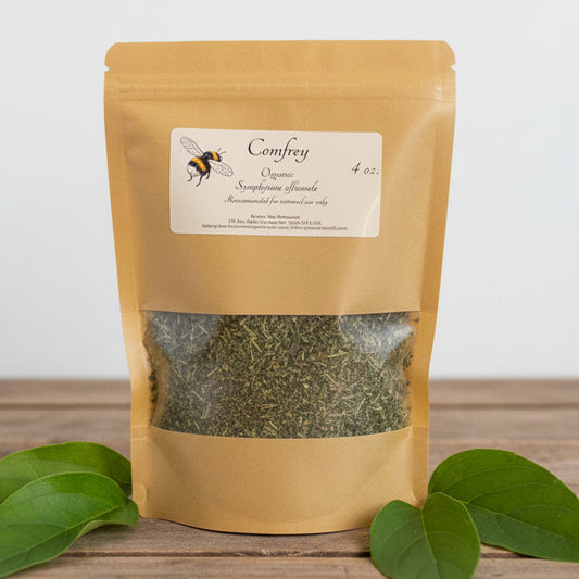 A bag of shredded comfrey