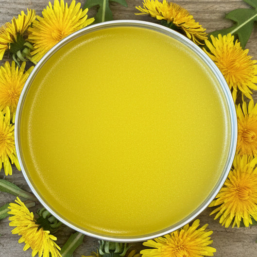 Container of Dandelion Complexion Salve that is Open