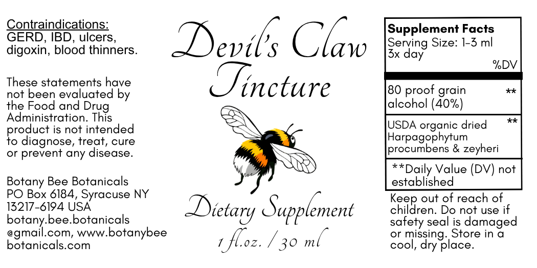Devil's Claw Tincture, USDA Organic Harpagophytum Herbal Extract