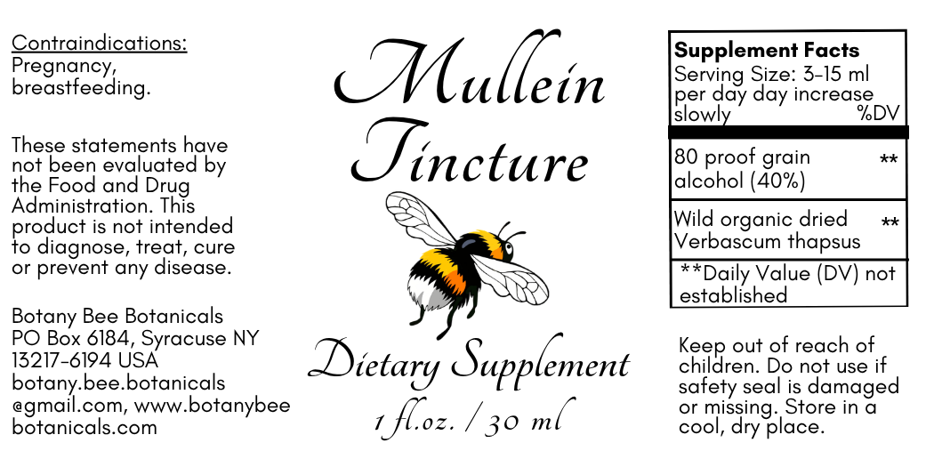 Mullein Tincture, Wild Organic Verbascum Thapsus Herbal Extract