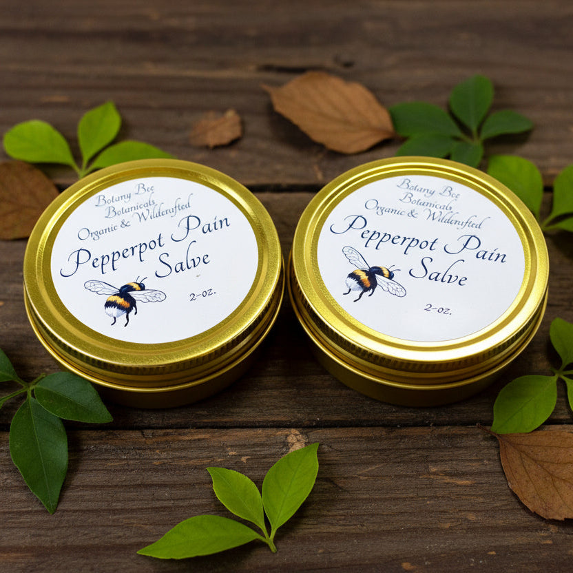 Two tins of Pepperpot Pain Salve with gold lids 