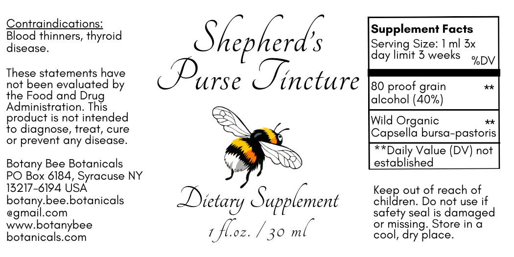 Shepherd's Purse Tincture, Wild Organic Capsella Bursa-Pastoris Herbal Extract