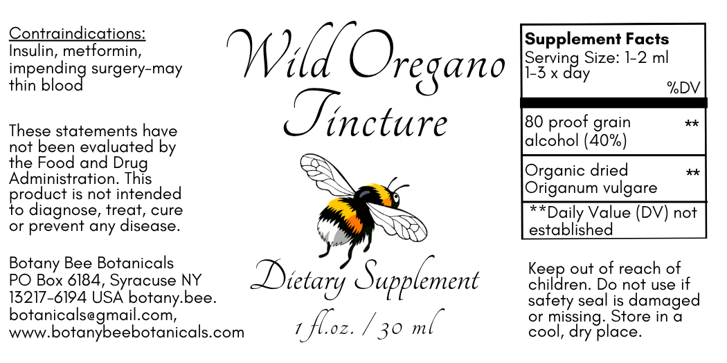 Wild Oregano Tincture Label