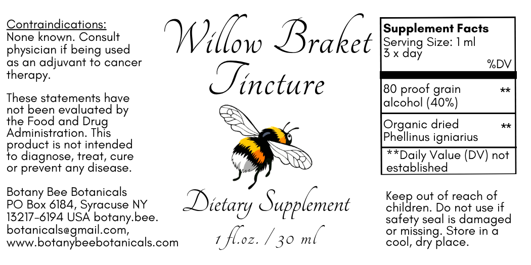 Willow Bracket Tincture Label