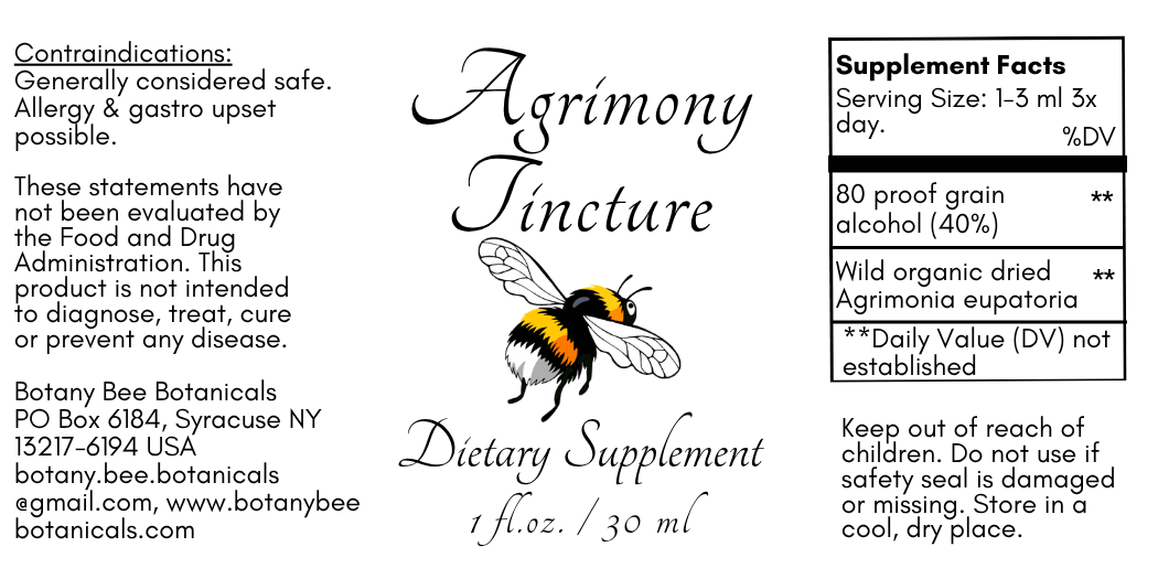 Agrimony Tincture Label