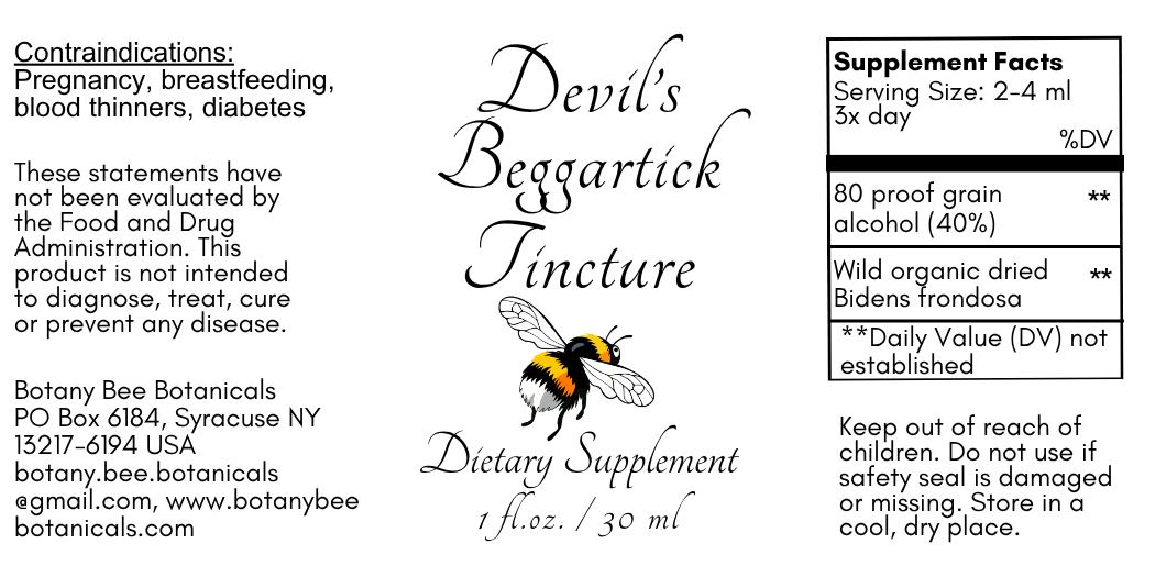 Devil's Beggartick Tincture Label