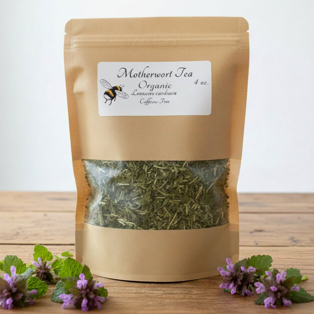 A paper bag of motherwort tea
