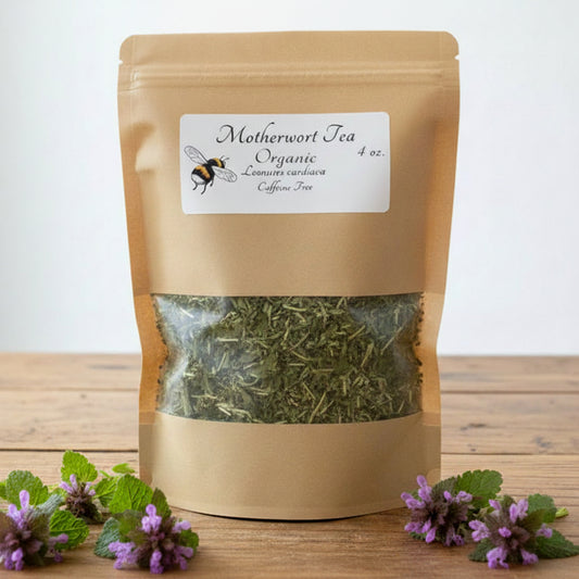 A paper bag of motherwort tea