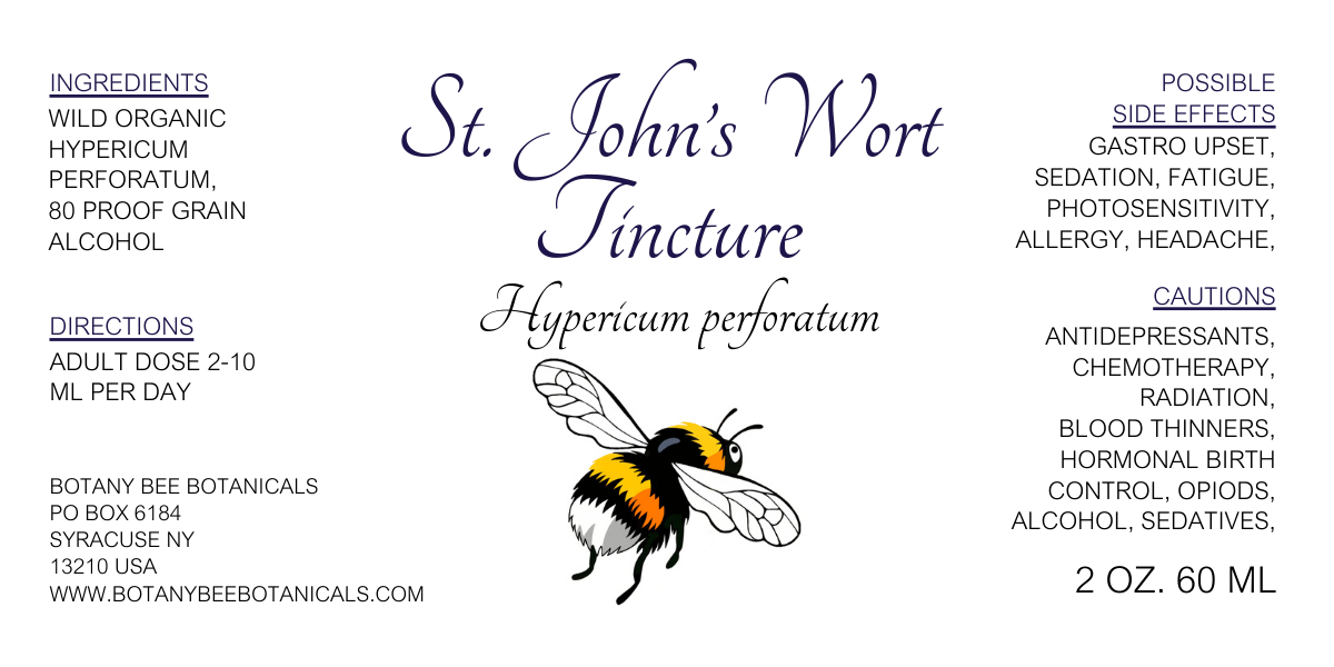 St John's Wort Tincture, Wild Organic Hypericum perforatum Herbal Extract