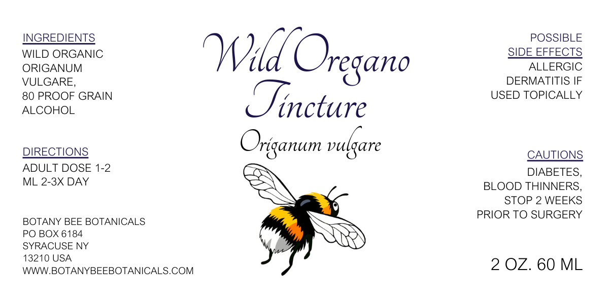 Wild Oregano Tincture, Wild Organic Origanum vulgare Herbal Extract